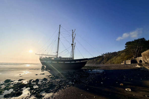 Beached 'Pirate ship' spotted in the North 